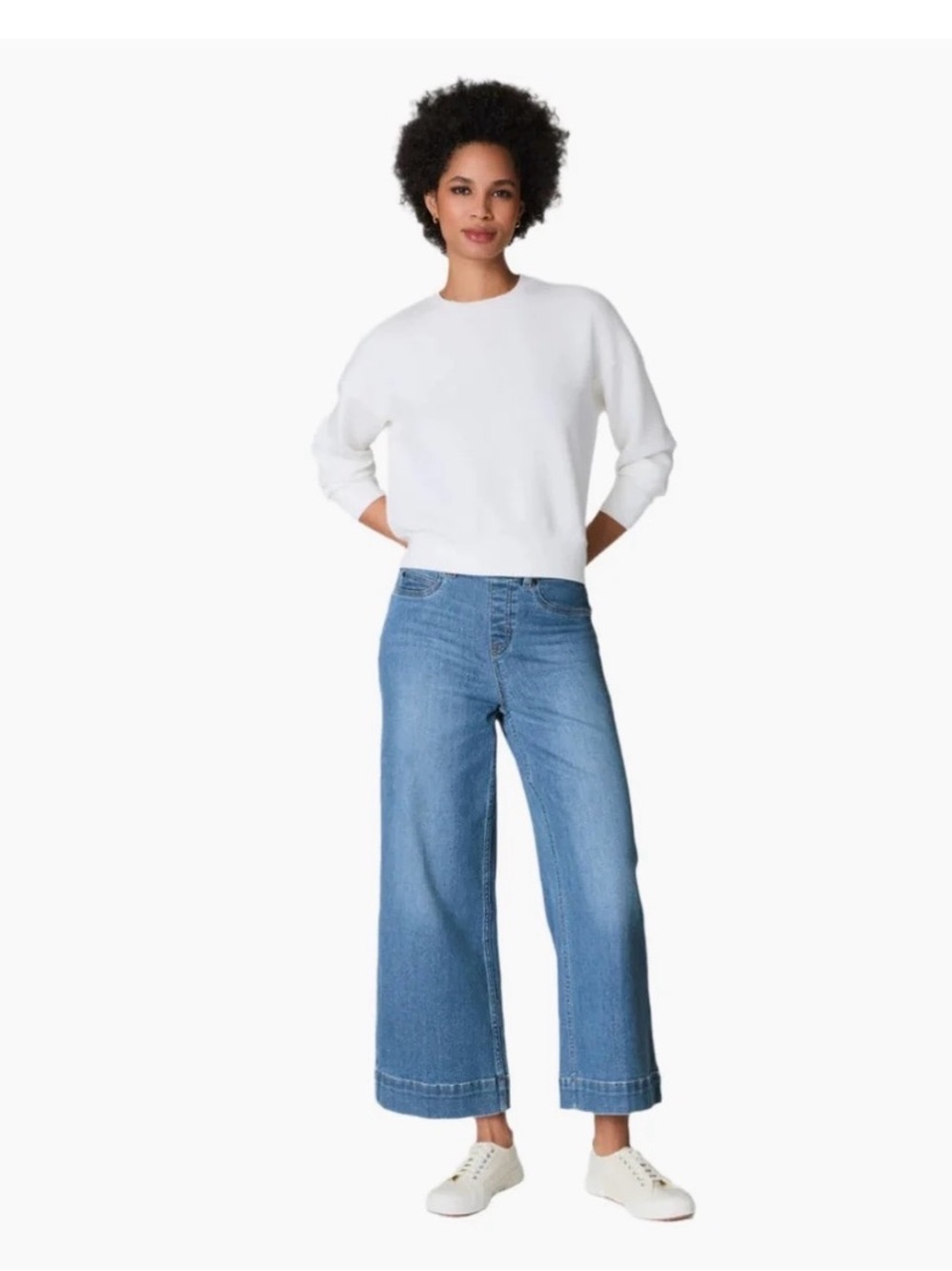 SPANX Light Blue Wide-Leg Cropped Jeans